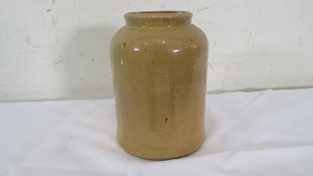 Unusual 7" double marked John Bell yellow ware wax sealer (1 of 6)