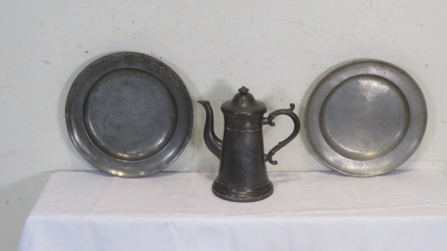 3 signed pcs of 19th century pewter (1 of 4)