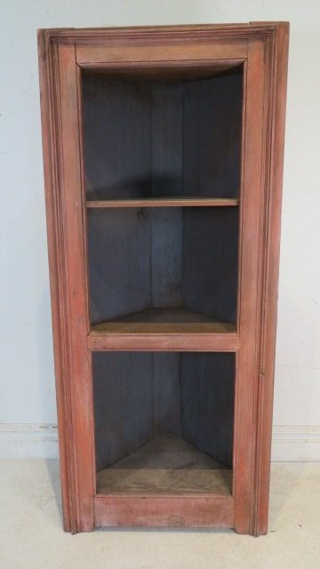 Early 19th century New England poplar open corner cupboard (1 of 5)