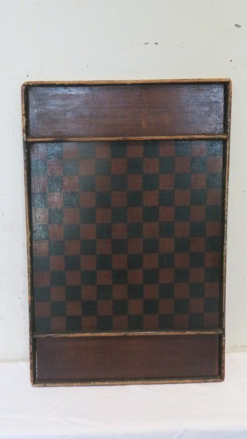 Wood game board in natural and dark green painted squares (1 of 5)