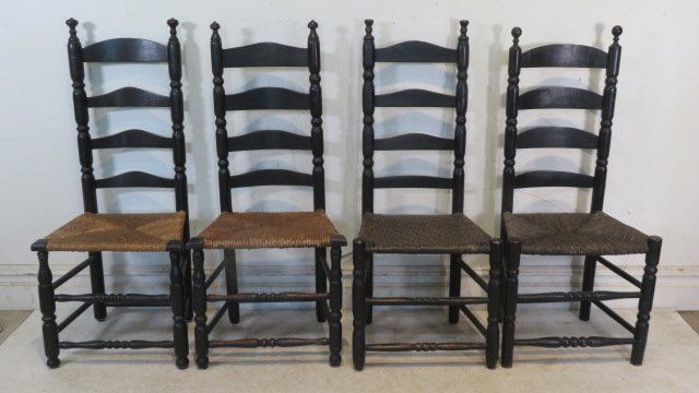 18th century assembled set of New England ladderback chairs (1 of 8)