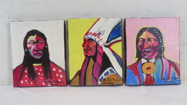 3 O/C contemporary portraits of 3 Arapaho Native Americans by Brent Learned (1 of 5)