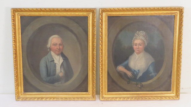 18th century O/C pair of portraits (1 of 8)