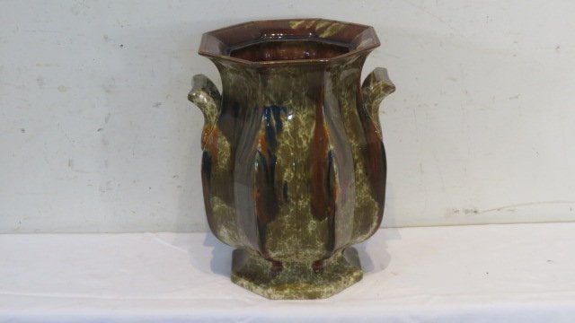 Large Flint Enamel Bennington dbl. handled jar (1 of 10)