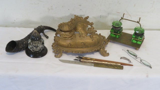 3 inkwells and pens (1 of 5)