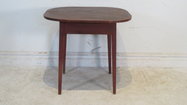 Early 19th century tap table in old red paint (1 of 4)