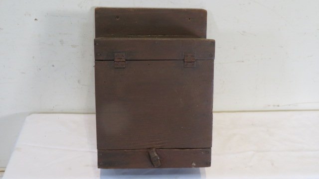 Primitive pine mail box in old red paint (1 of 4)