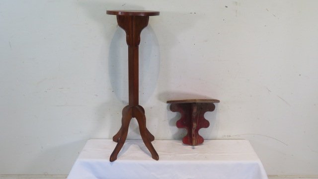 Pine plant stand and hanging painted shelf (1 of 6)