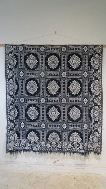 Early blue and white coverlet with urn corner block (1 of 7)