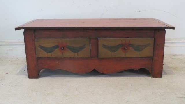 Oak paint decorated coffee table with 2 drawers (1 of 6)
