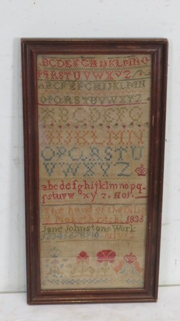 Hand-stitched English schoolgirl sampler dated 1836 (1 of 5)