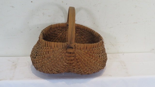 Buttocks basket in dry old natural patina: Buttocks basket in dry old natural patina, 13"T x 16"L x 13"W