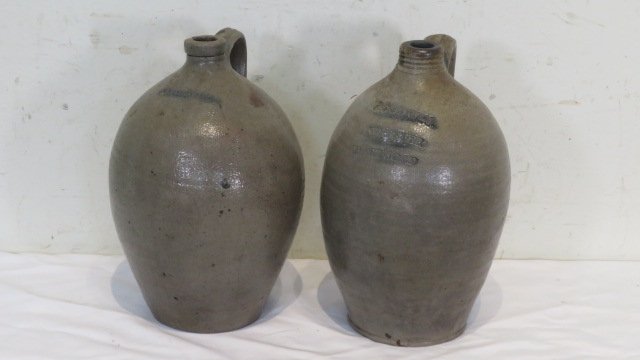 2 early ovoid stoneware jugs marked (1 of 6)