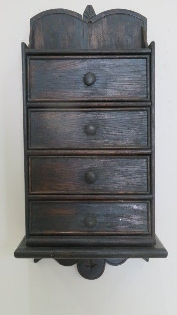 Late 19th century oak set of 4 drawers hanging cabinet (1 of 5)