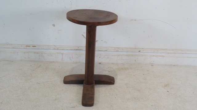 Early pine cross-base candlestand (1 of 7)
