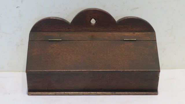 Early dovetailed walnut hanging candle box (1 of 7)