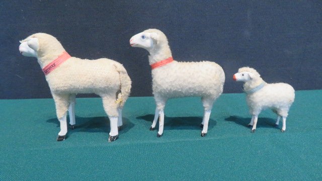 3 wooly sheep with wood face and legs (1 of 3)
