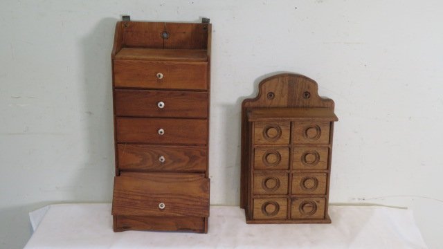 2 late 19th century oak spice cabinets (1 of 5)