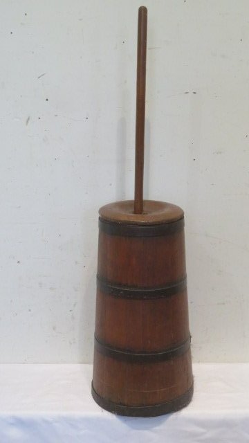 Early wood dasher churn with metal bands (1 of 5)