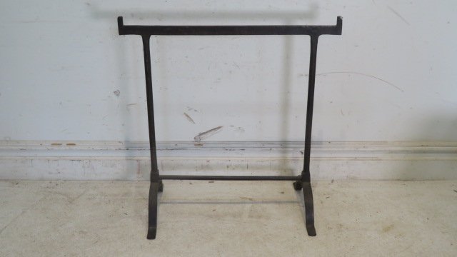 Wrought iron fireplace utensil rack signed John A. McLean, C&M 1877 (1 of 3)