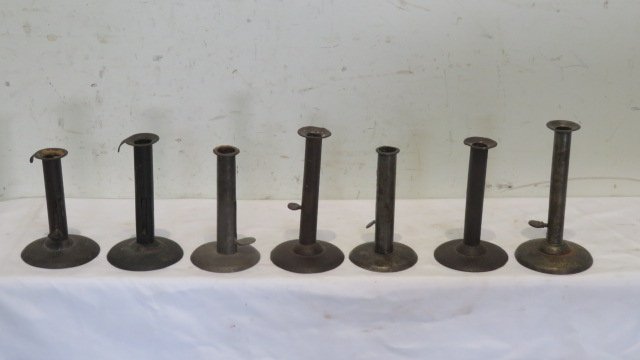 Group of 7 early hogscraper candlesticks (1 of 6)