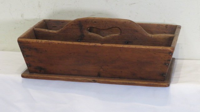 Early 20th century pine utensil carrier (1 of 6)