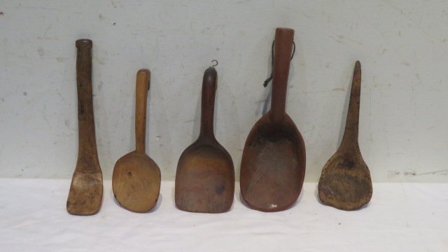 Group of 5 wooden butter workers and scoops (1 of 7)