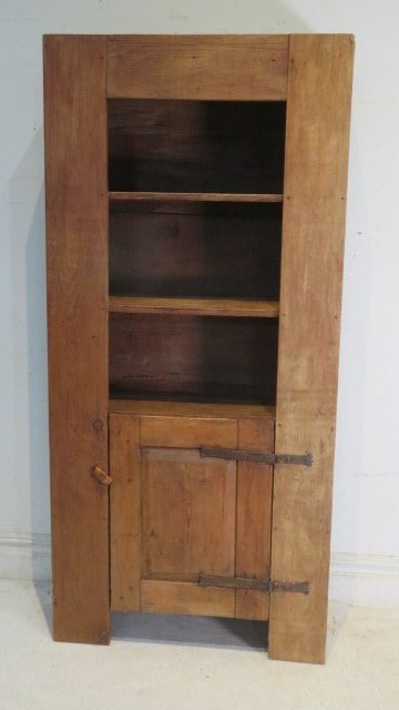 PIne open top cupboard with chamfered door (1 of 7)