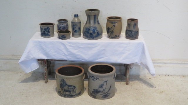 Group of 9 pcs of contemporary blue decorated stoneware (1 of 6)