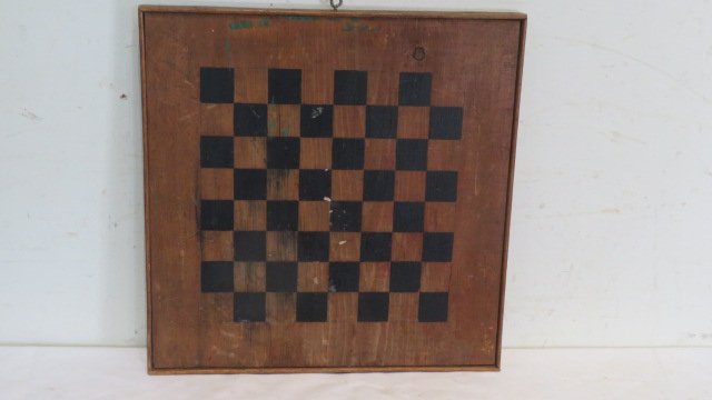 Wood game board in natural and black paint: Wood game board in natural and black paint, single pine board, 17" square