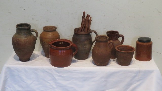 8 pieces of utilitarian redware (1 of 6)