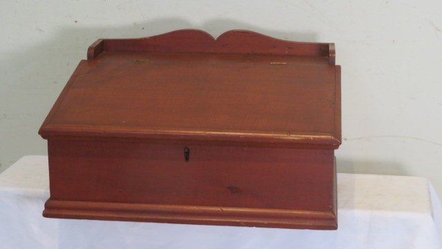 20th century pine counter desk in red paint (1 of 6)
