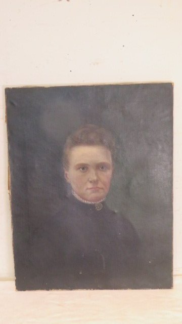 Late 19th century O/C portrait of young woman: Late 19th century O/C portrait of young woman, original stretcher, 23"T x 18"W