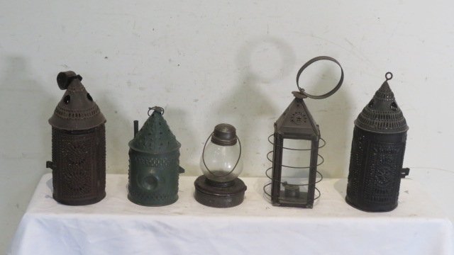 Group of 5 tin lanterns (1 of 5)