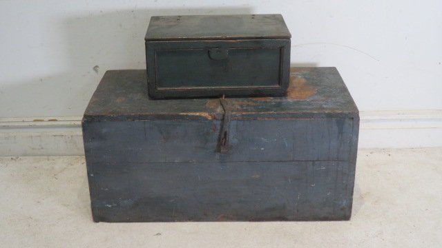 2 wooden painted toolboxes (1 of 8)