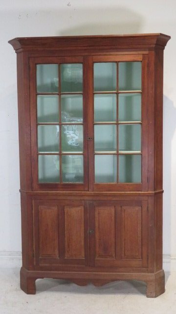 19th century walnut 16 pane corner cupboard (1 of 9)