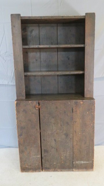 Early 19th century diminutive pine New England open top step-back cupboard (1 of 7)