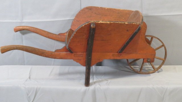 Painted wood child's wheelbarrow (1 of 8)