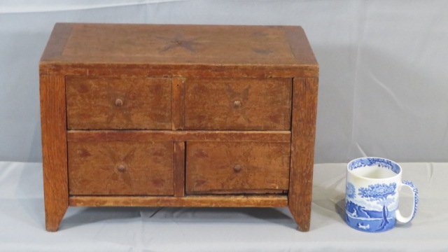 Ca 1853 walnut 3-drawer miniature chest with secret opening drawers (1 of 8)