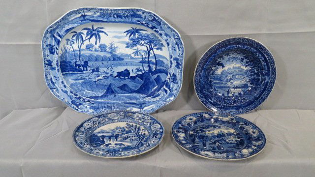 4 pcs of 19th century Staffordshire blue and white (1 of 6)