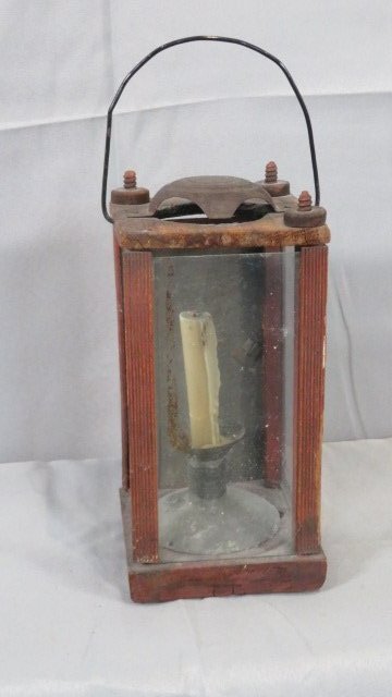 Unusual wood and glass candle lantern (1 of 5)