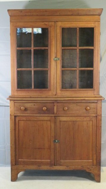 Poplar 2-pc cupboard with 12 divided glass panes (1 of 5)