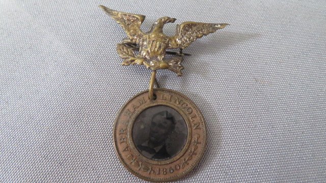 1860 Lincoln-Hamlin Ferrotype political pin (1 of 4)
