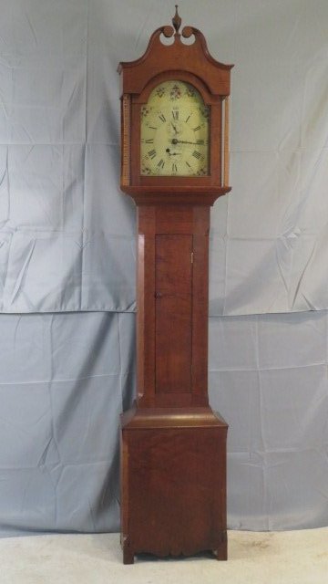 Early 19th cent. cherry case tall clock (1 of 8)