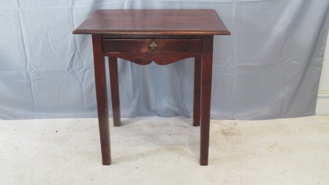 19th century pine one drawer stand table in old red stain (1 of 5)