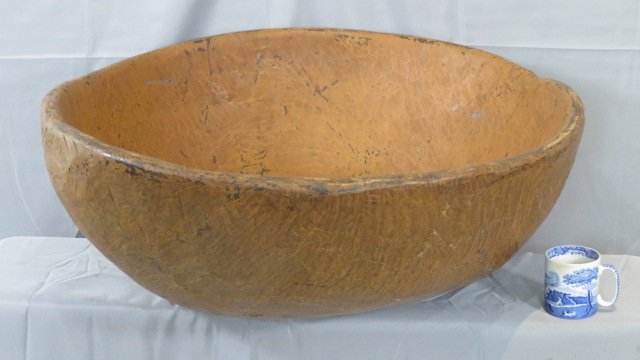 Enormous painted hand-hewn wood bowl (1 of 3)