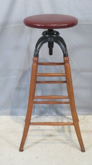 Tall oak adjustable stool (1 of 4)