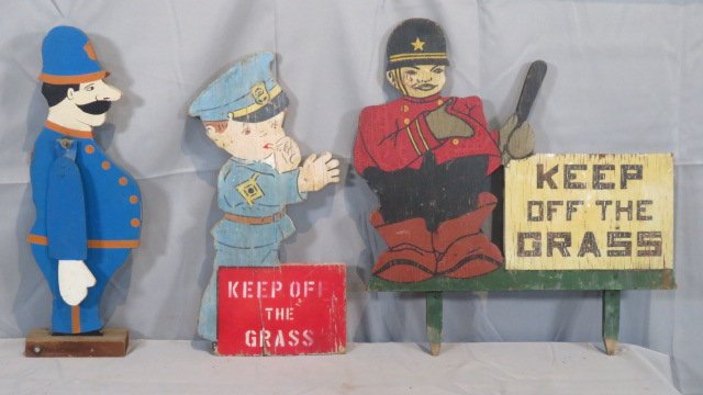 3 mid-20th century painted plywood police signs (1 of 4)
