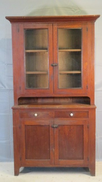 Mixed wood glass door step back cupboard (1 of 5)