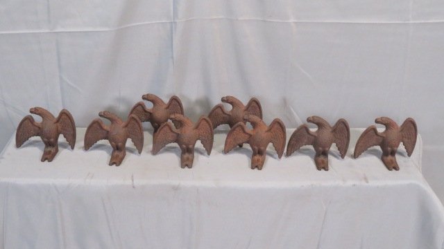 8 New England cast iron eagle snowbirds with traces of old red paint (1 of 3)